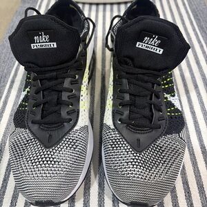 Nike Black and White Flyknit Athletic Shoes